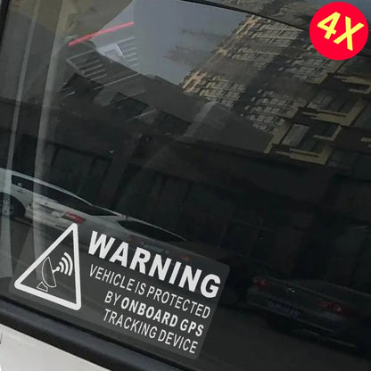 4X WAARSCHUWING Aan Boord GPS Volgapparaat Voertuig Sticker Beschermd Door Auto Vrachtwagen Boot Taxi Veiligheidsalarm Dash Decal