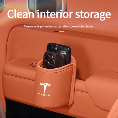 Leren Waterbeker Opbergdoos Bij De Autodeur En Drank En Op De Rugleuning Voor Tesla Model 3 Model S Model X Model Y